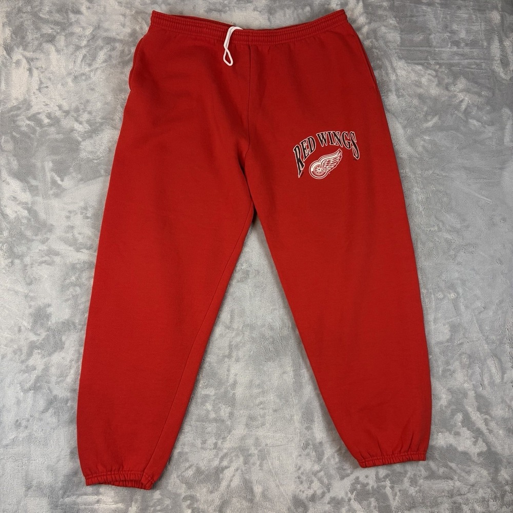 Vtg 90s Mens XL Spell Out Detroit Red Wings Hockey Sweatpants Joggers